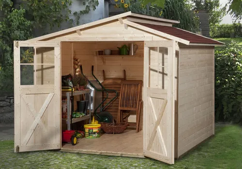 weka Gartenhaus 323 Gr.2, natur, 19 mm - Hochwertiges Gartenhaus - Gartenhäuser, Geräteschuppen & Carports - Robustes Gartenhaus aus 19 mm Massivholz, ideal für die Lagerung und als Rückzugsort im Garten.