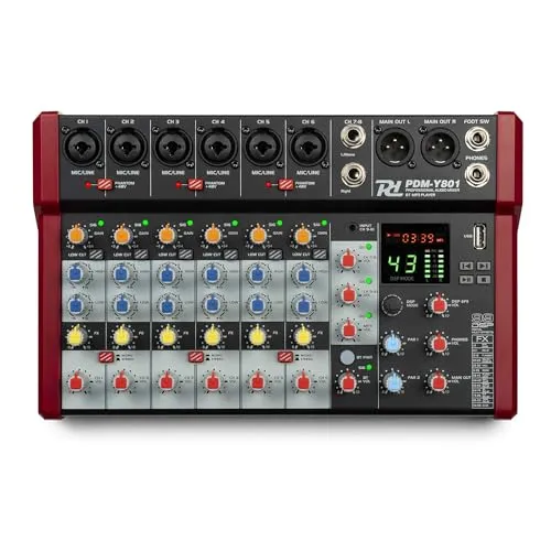 Power Dynamics PDM-Y801 8-Kanal Audio Mixer High Quality Mischpult Bluetooth, 48V Phantom Power, Soundboard PC, USB MP3 Audiomischpult Studio, Aufnahmen, 99 DSP Effekte, 24bit, 48kHz, Klinke, XLRY