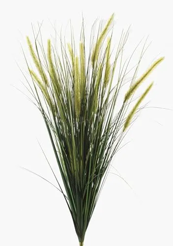 artplants.de Künstliches Fuchsschwanzgras auf Steckstab, 95cm - Dekogras für kreative Gestaltung - 95 cm langes, grünes Dekogras auf Steckstab für einfache Befestigung. Ideal zur dekorativen Gestaltung von Wasserlandschaften im Innenbereich. Mit 13 natürlichen Rispen für ein ansprechendes Ambiente.