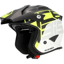 Acerbis Aria Graphic Jethelm - Matt Weiß/Schwarz/Neon-Gelb - XXL - Stylischer Jethelm mit integrierter Sonnenblende, hypoallergenem Innenmaterial und einem Gewicht von nur 1110 g. Ideal für komfortable Fahrten und geprüfte Sicherheit nach ECE 22.06.