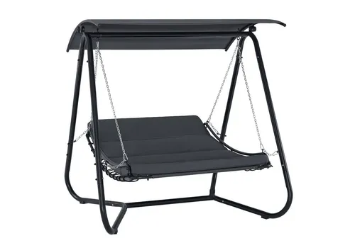 MCombo Hollywoodschaukel M mit Liegefunktion 8012 - Hollywoodschaukel in Grau aus robustem Teslin-Stoff, bietet eine komfortable Liegefunktion für entspannte Stunden im Garten oder auf der Terrasse.