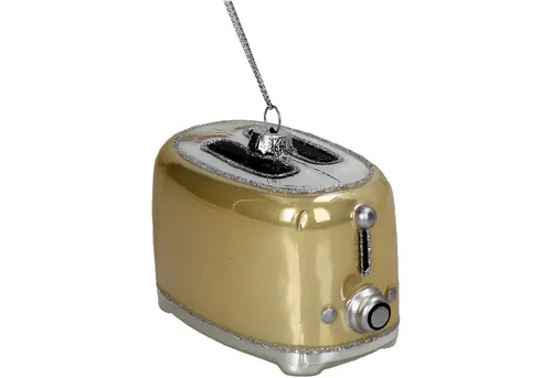 HD Collection Christbaumschmuck, Christbaumschmuck Glas 6,5cm Toaster Figur Gold