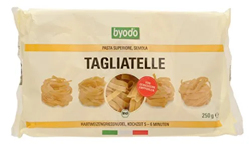 Bio-Hartweizen-Tagliatelle-Nester von Byodo, 250g - Italienische Pasta, Bronze-Matrizen, perfekter al dente Biss, traditionelle Emilia-Romagna-Handwerkskunst, ausgewählte Hartweizengrieße