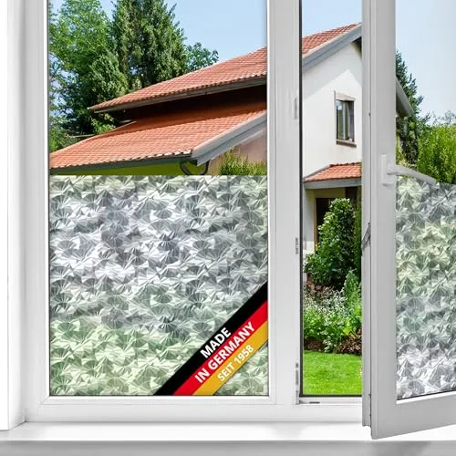 d-c-fix Fensterfolie Eis - 45 cm x 2 m – selbstklebende Sichtschutzfolie mit modernem Muster für Glasflächen – selbsthaftend, blickdicht, dekorativ