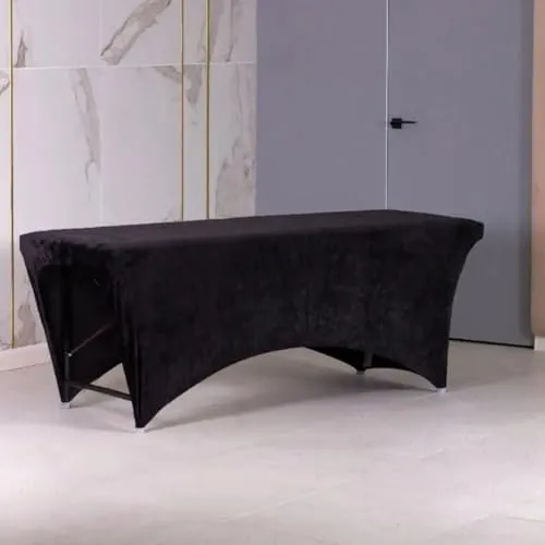 Verlängerter Liegenbezug für Massagebett | Bezug | 190 x 70 cm | Velours | Spannbetttuch für alle gängigen Kosmetikliegen Massageliegen Couches | Stahlgrau