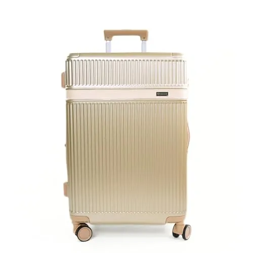 Solier Handgepäckkoffer Hartschale – Gold Kabinenkoffer mit 4 Rollen und Zahlenschloss - Koffer für Flugreisen: Robuste ABS-Hartschale, kompakt für die meisten Airlines, mit praktischer Erweiterung für mehr Packvolumen und sicherem Zahlenschloss.