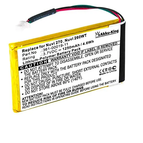 Akku-King Akku kompatibel mit Garmin ED38BD4251U20 - Li-Polymer 1250mAh - für Nüvi 200, 205, 250, 252w, 255, 260, 270, 465, 710, 760, 765, 780, 785