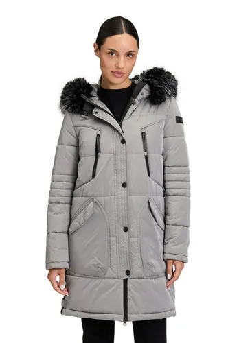 Betty Barclay Damen Steppjacke mit Kapuze - Funktionsjacke in silbergrau, sportlicher Schnitt mit regulierbarer Kapuze und praktischen aufgesetzten Taschen, ideal für kühle Tage.