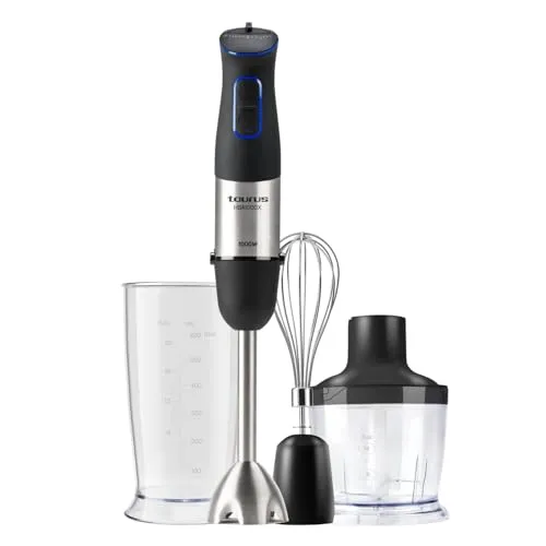 Taurus | Stabmixer -Set| 1000W | 20 Geschwindigkeitsstufen | Turbo-Funktion | 4 Edelstahlklingen | ergonomisch | Spritzschutz | inklusive Zubehör