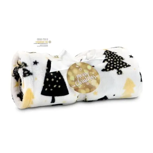 Römer Wellness Kuscheldecke Merry Christmas – 120 x 150 cm, 190 g/m², Flauschiger Begleiter, Schleife und Anhänger Merry Christmas