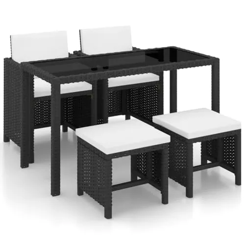 vidaXL 11-teiliges Poly Rattan Gartenset - Bistroset für die Terrasse mit elegantem Design und wetterbeständigem PE Rattan. Ideal für gemütliche Mahlzeiten im Freien und entspannte Stunden im Garten.