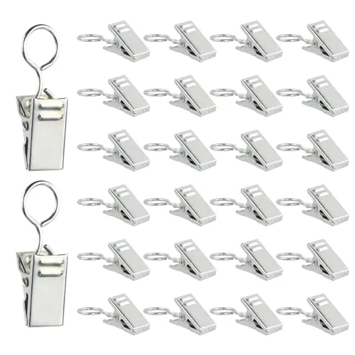 Chstarina 50 Stück Vorhang Clips Metall, Gardinenhaken, Vorhang Klammern, Duschvorhang Haken, Vorhanghaken, Seilklammern für Seilspanngarnituren, Fotos, Karte, Tuch, Dekoration