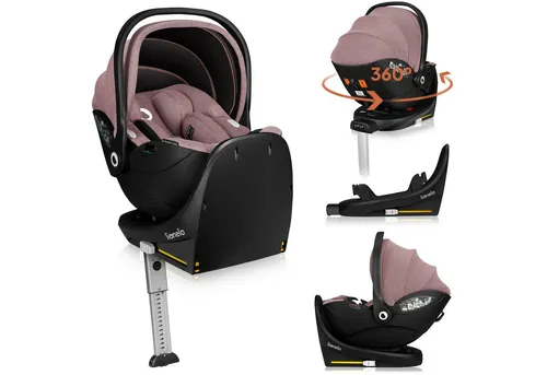 Lionelo MOXIE i-Size SET Kindersitz - Sicherer Kinderautositz für Babys 40-87 cm mit ISOFIX-Basis, stufenloser Kopfstützenverstellung und atmungsaktivem Bambusbezug für optimalen Komfort.
