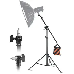 VEVOR Luftgepolstertes Aluminium Lichtstativ - Lichtstative & -galgen, max. Höhe 3900 mm, leicht und transportabel, ideal für Fotografen mit einem 180° verstellbaren Auslegerarm für flexible Aufnahmewinkel.