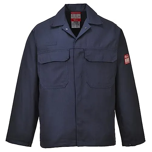Schweißer Jacke BIZ2 BizweldTM Work - Portwest Marine S - Arbeits- & Schutzkleidung: Flammhemmende Schweißer Jacke mit 98% UV-Schutz, verstellbaren Ärmelbündchen und praktischen Taschen für optimalen Tragekomfort und Sicherheit.