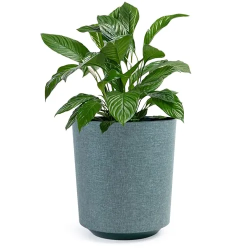 KONZEPT Blumentopf groß, in Textil-Optik 30 cm, Übertöpfe für Zimmerpflanzen aus Kunststoff, innen verwendbar, grün