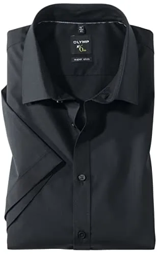 OLYMP No Six super Slim Hemd Halbarm New Kent Kragen Weiß - Hochwertiges, tailliertes Hemd für moderne Ansprüche. Das elastische Comfort-Stretch-Gewebe bietet optimalen Tragekomfort und eine stilvolle Silhouette. Ideal für Business und Freizeit.