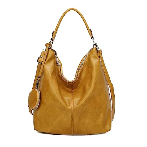 OBC Damen Tasche Shopper Hobo-Bag - Stylische Umhängetasche in Gelb - Damen-Shopper in XXL-Format (47x33x17 cm), perfekt für den Alltag und Wochenendausflüge. Elegantes Design vereint Funktionalität und Stil für jeden Anlass.