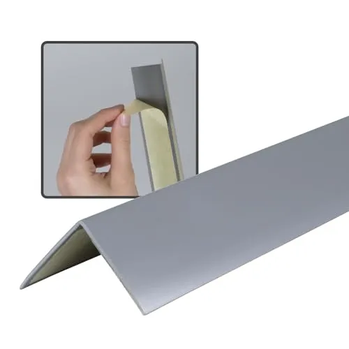 Dalsys Winkelprofil selbstklebend PVC 30x30mm, 200cm Grau Eckschutzprofil, Eckleiste, hoher Kantenschutz Wand, für Wohn- und Arbeitsbereich sowie Garage geeignet, mit Klebeschutzstreifen
