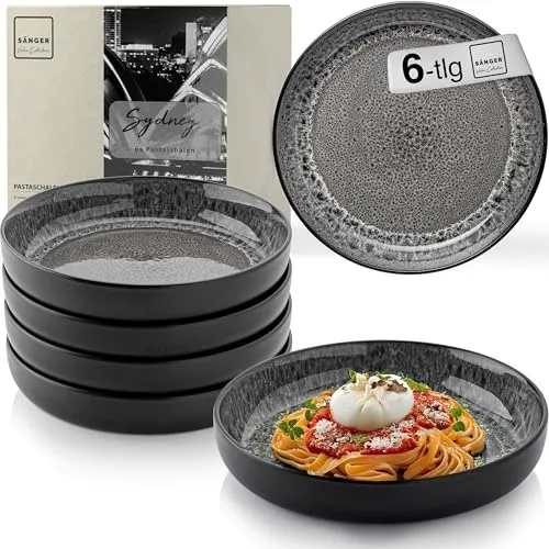 Sänger Sydney Steingut Pastaschalen Set 6 tlg in grau von Sänger