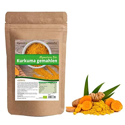 Mynatura Bio Kurkumawurzel gemahlen 1000g I Kurkuma I Pulver I Tee I Kochen I Bio-Lebensmittel I Ökologischer Anbau I Vegan und Vegetarisch | Gewürz | Superfood | (DE-ÖKO-044) (1000g)