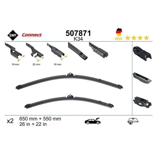 SWF Wischblatt CONNECT MADE IN GERMANY 507871 - Hochwertige Qualität - SWF Wischblatt CONNECT MADE IN GERMANY 507871, ideal für eine klare Sicht. Robuste Bauweise sorgt für zuverlässige Leistung bei jedem Wetter.