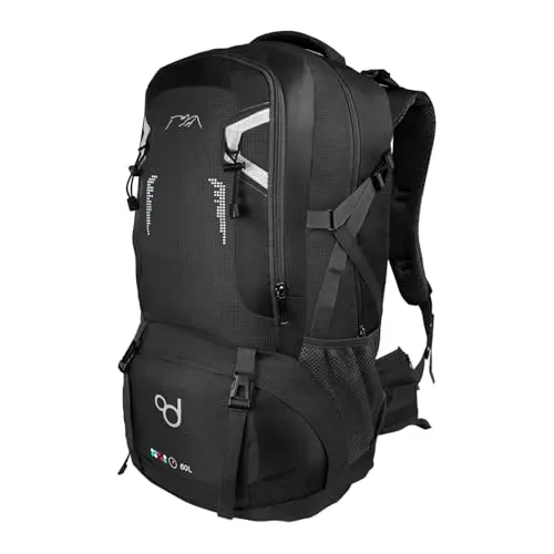 OcioDual Wanderrucksack 60L Schwarze, Arbeitsrucksack Herren, Wanderrucksack Herren, Rucksack Wasserdicht, Reiserucksack, Camping, Survival und Outdoor-Sport