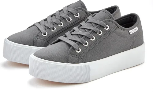 LASCANA Damen Sneaker mit Plateausohle, Gr. 38, anthrazit - Trendige Plateausneaker aus 100% Textil, vegan und ideal für den Alltag. Mit bequemer Innensohle und 3,5 cm Plateauhöhe für extra Komfort.