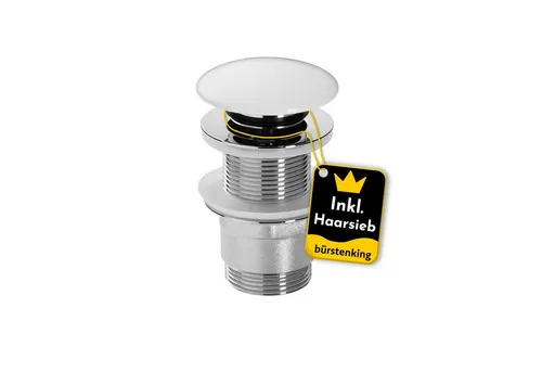 Bürstenking Ablaufgarnitur Ablaufgarnitur Ø 63-66 mm – mit & ohne Überlauf, Push-Open, Haarsieb Push-Open / Pop-Up