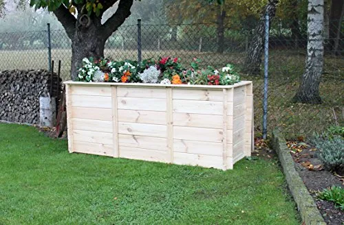 Hochbeet klassisch 200x80x85 cm natur - Gewächshaus aus robustem Holz, ideal für Gartenliebhaber, fördert gesundes Pflanzenwachstum und sorgt für eine optimale Ernte.