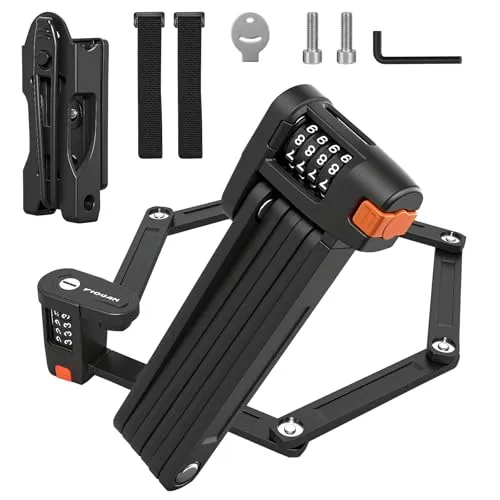 Homshsjhkis Faltschloss Fahrrad, Fahrradschloss Hohe Sicherheit, Fahrradschloss Zahlenschloss mit Halterung, Robust Sicherer Diebstahlschutz mit 4-Stelligem Code, 88cm Länge für Bike, E-Bike, Motorrad