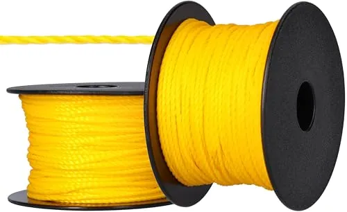 ToolSpace Maurerschnur Bauschnur - 50m x 1.6mm - Gelb - Polypropylen-Seide - Richtschnur - Lotschnur - Stärke Pflasterschnur - langlebig & reißfest - Maurerschnur für Wasserwaage