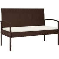 vidaXL Gartenbank mit Kissen Braun 105 cm - Die stilvolle Gartenbank mit komfortablem Kissen bietet Entspannung für deinen Outdoor-Bereich. Robuster Stahlrahmen und pflegeleichtes Poly Rattan sorgen für Langlebigkeit und ansprechendes Design. Ideal für gemütliche Stunden im Freien.