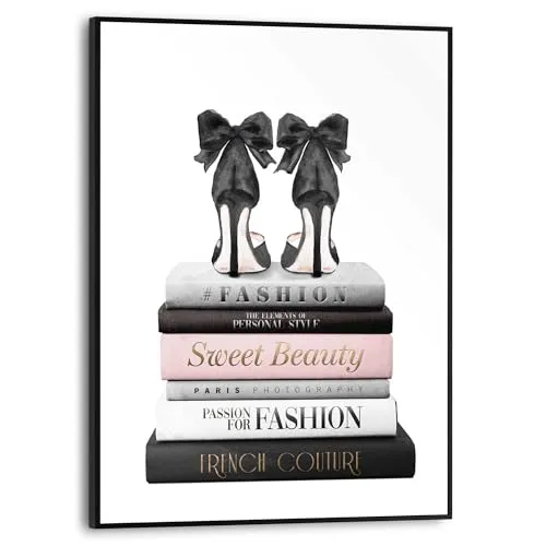 REINDERS Gerahmtes Bild, Fashion Bücher, Schlafzimmer, Bilder, Wanddeko, Room Decor, MDF, Schwarz, 40x30cm