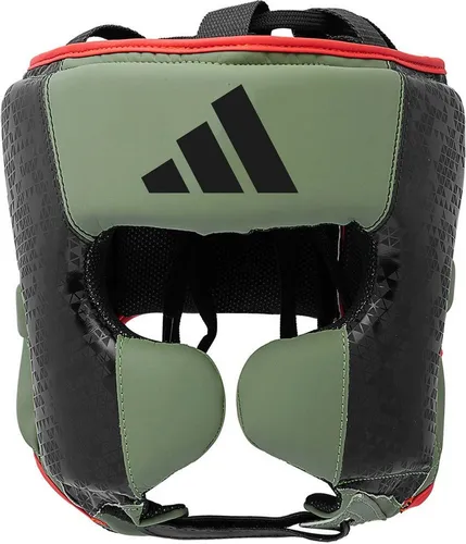 ADIDAS PERFORMANCE Combat 50 Headguard M, grün-schwarz - Kopfschutz für Boxen mit 100% PU Kunstleder und schnelltrocknendem Innenfutter für optimalen Tragekomfort. EVA-Schaumstoffpolsterung sorgt für hohe Stoßabsorption. Abnehmbarer Backenriemen und stylisches Design.