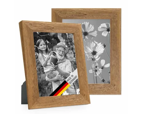 PHOTOLINI Bilderrahmen 2er Set Strandhaus Rustikal Massivholz