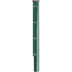 Alberts Zaunpfosten + Flacheisen grün, 60x40x1500 - Gartenzäune - Robuster Zaunpfosten mit Flacheisen, ideal für stabile Mattenkonstruktionen, inklusive montierten Auflageböcken und Pfostenkappen, Made in Germany.