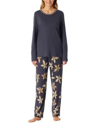 Schiesser Damen Schlafanzug Set lang aus Baumwolle und Modal - Schlafanzüge für Damen, aus weichem Baumwolle-Modal-Mix für höchsten Komfort und angenehme Nachtruhe.