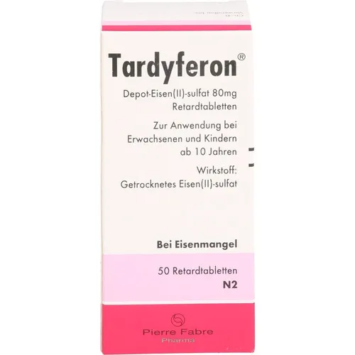 Tardyferon Depot-Eisen(II)-sulfat 80mg - Eisenpräparat zur Unterstützung der Eisenversorgung. Ideal für die Einnahme bei Eisenmangelzuständen, praktische Retardtabletten für eine einfache Dosierung.