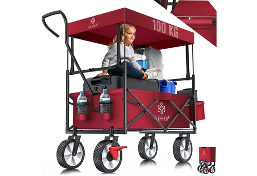 KESSER® Faltbarer Bollerwagen mit Dach in rot von Kesser