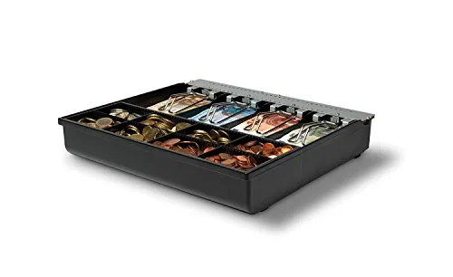 Safescan 3540-lid - Kassenschubladeneinsatz in Schwarz - Praktischer Einsatz für Kassenschubladen, sorgt für Ordnung und schnelles Zugriffsmanagement im Einzelhandel.