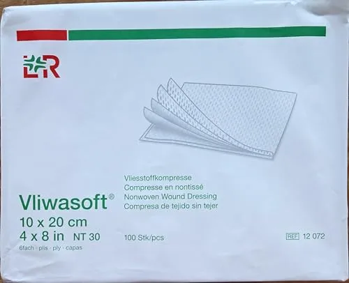 Vliwasoft® Vliesstoffkompresse 10 cm x 20 cm 4 lagig unsteril