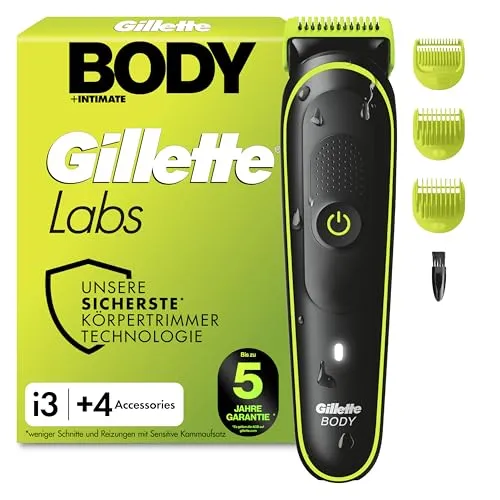 Gillette Labs i3 Body + Intimate Trimmer Herren, Schwarz/Grün