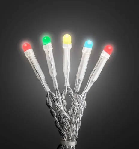 Konstsmide 6341-523 Micro LED Lichterkette, gefrostet, verschweißt, 20 bunte Dioden, 30V Innentrafo, transparentes Kabel
