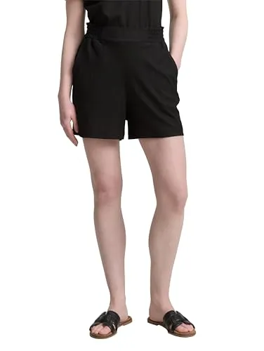 TOM TAILOR DENIM Damen Shorts, Gr. M (38), schwarz - Casual Shorts in gestreifter Optik, pflegeleicht und perfekt für den Sommer, ideal für entspannte Freizeitlooks