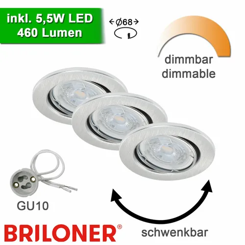 LED Einbauleuchten Decke dimmbar Einbau Strahler Deckenleuchten 68mm Alu GU10