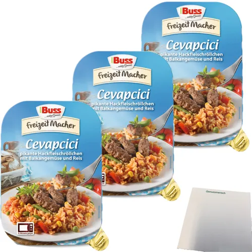 Buss Cevapcici Pikante Hackfleischröllchen Fertiggerich 3x300g Packung usy Block