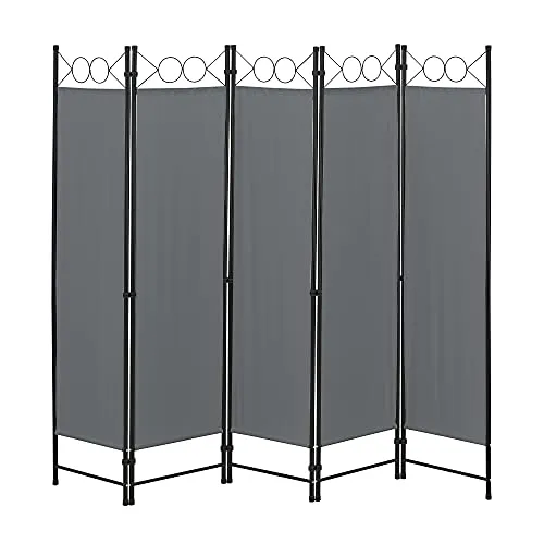 Raumteiler Saragossa 5-teilig - Dunkelgrau - Paravent & Raumteiler, ideal als Sichtschutz oder Trennwand, schnell aufbaubar dank Stecksystem und platzsparend zusammenklappbar. Maße: 171 x 200 cm.