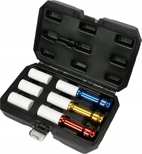YATO Kraft-Stecknuss YT-10563 - 6-teiliges Set - Werkzeug-Set mit 6 Stecknüssen aus robustem Chrom-Molybdänstahl, ideal für präzise Arbeiten an Alufelgen. Lieferung im praktischen Kunststoffkoffer.