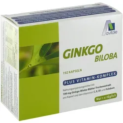 GINKGO 100 mg Kapseln+B1+C+E - 192 Stück - Apfelessig-Kapseln mit Ginkgo, Vitamin B1, C und E für eine optimale Unterstützung der geistigen Leistungsfähigkeit und Antioxidantien.